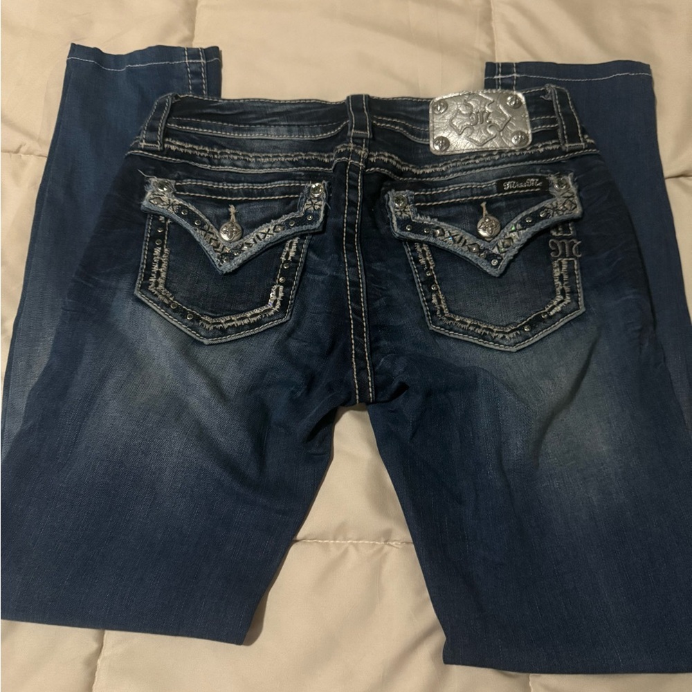 Miss Me Dark Blue Jeans with Silver Accents